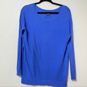Trouvé Blue Crew Neck Lightweight Pullover Sweater S Cotton Modal Blend Longline